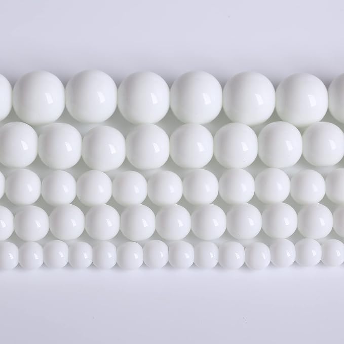 4mm 90pcs Natural White Porcelain Agates Stone Round Beads by NaturalStoneBeads