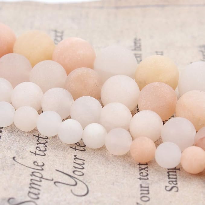 48pcs Natural Matte Light Pink Aventurine Gemstone Beads，8mm Frosted Round - Image 5