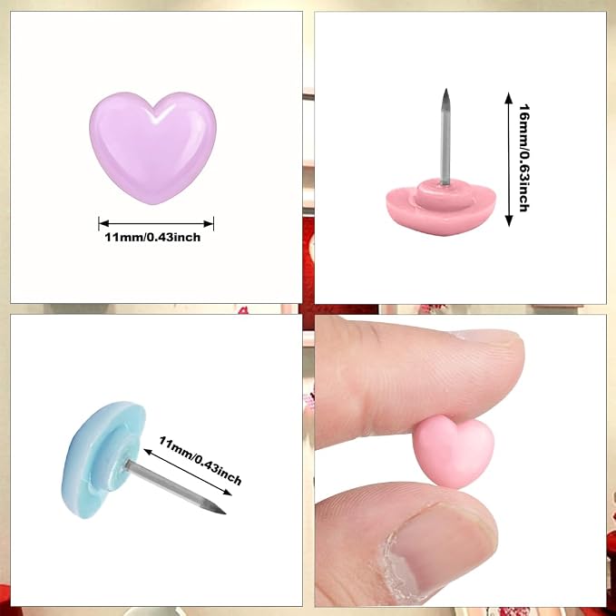 ELANE 100 Pcs Heart Thumb Tacks - Image 2