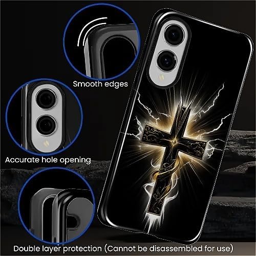 for Samsung Galaxy S25 Edge Case, Cool Cross Pattern Glossy 2 in 1 Shockproof - Image 5