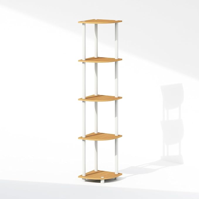 Furinno Turn-N-Tube Storage Shelves, 5-Tier Book Shelf, Corner Shelf, Toolless - Image 5