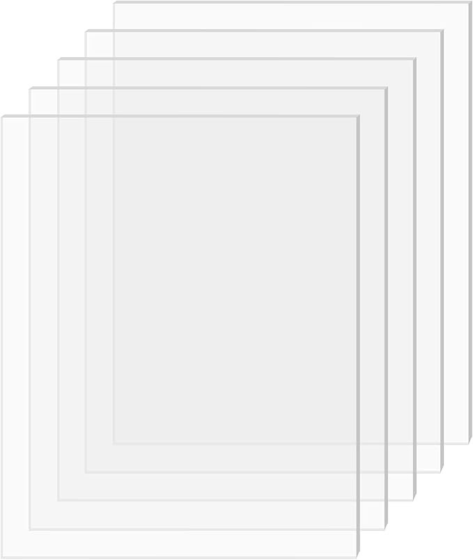 SimbaLux Acrylic Sheet Clear Cast Plexiglass 8”x10” 0.08” Thick 2mm, 5 Pack | by SimbaLux