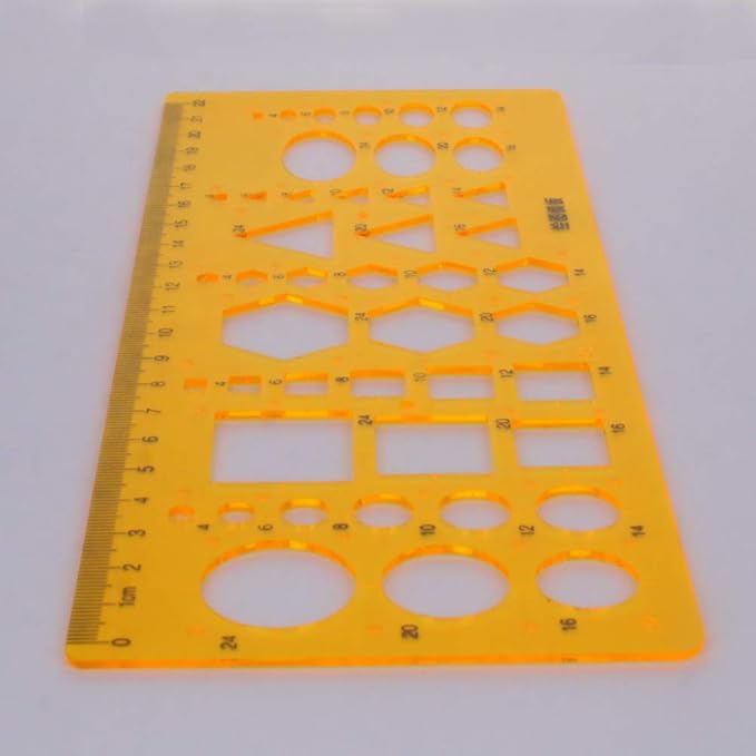Utoolmart Plastic Drawing Templates Yellow Measuring Rulers Geometric Templates - Image 5
