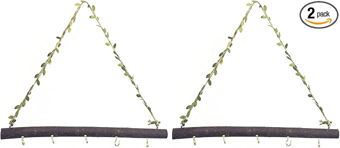 2 Pcs Decorative Leaf Floating Wall Shelves Coat Hooks, 5 Hook | Driftwood by DD-life