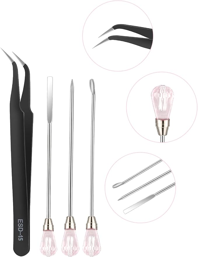 11 Pcs Resin Spoon Tools Kit-Metal Stir Sticks Resin Spoons Poke Needle - Image 3