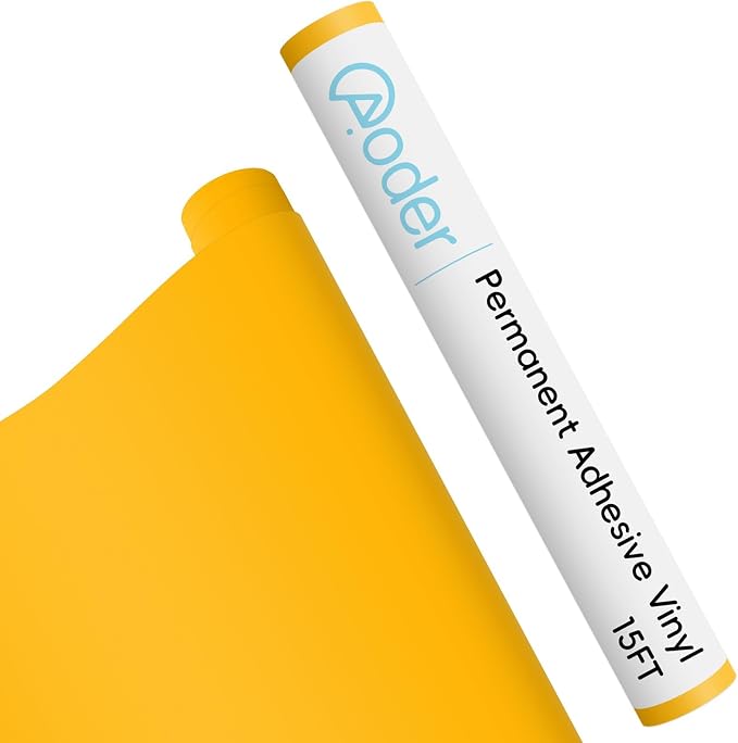 Aoder Permanent Adhesive Vinyl Roll 12" × 15FT, Matte Yellow | Sticker Vinyl by AoderDTFTransferFilm