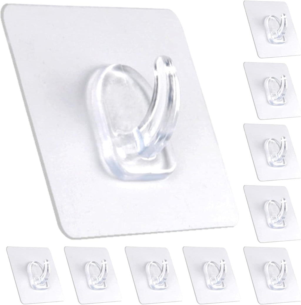 Adhesive Hooks, Heavy Duty Utility Hooks 20 lb(Max) Waterproof and Oilproof Removable, 20 Pack Seamless Hooks Reusable Wall Hook for Kitchen Bathroom Bedroom Office