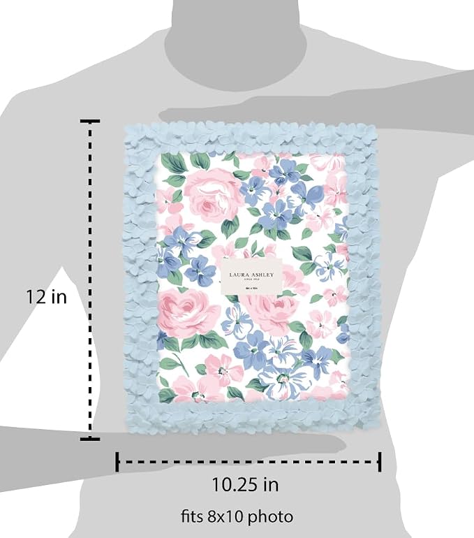 Laura Ashley 8x10 Powder Blue Flower Textured Hand-Crafted Resin Picture Frame - Image 3