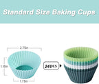 Silicone Baking Muffin Cups Cupcake Liners 24 Pack Non-stick Reusable Cake Molds - Image 3