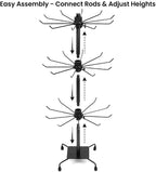 QWORK 3-Tier Rotating Metal Jewelry Display Stand – Adjustable Tabletop Holder - Image 6