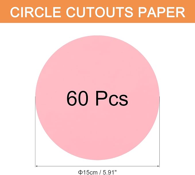 MECCANIXITY 60 PCS Pink Circle Cutouts Paper, 6 Inch Round Cutouts 200gsm/75lb - Image 2