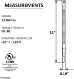 Kable Kontrol Red Zip Ties 11 Inch 8, 50 Lbs Tensile Strength, Bulk Pack - Image 2