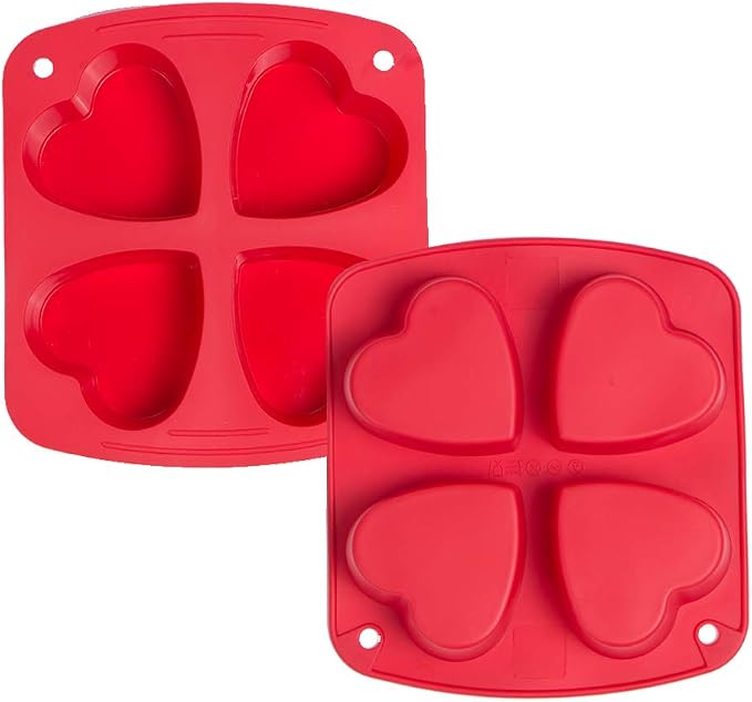 Webake Silicone Heart Mold 2.75" Heart Shaped Cake Pans, 4-Cavity Air Fryer by Webake