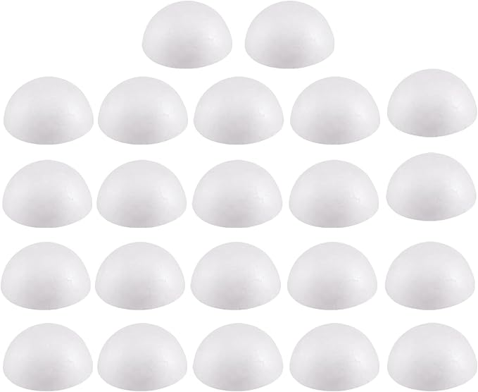 Crafjie 22PCS 2 Inchs White Foam Balls Half Round Polystyrene Half Foam Balls by Crafjie