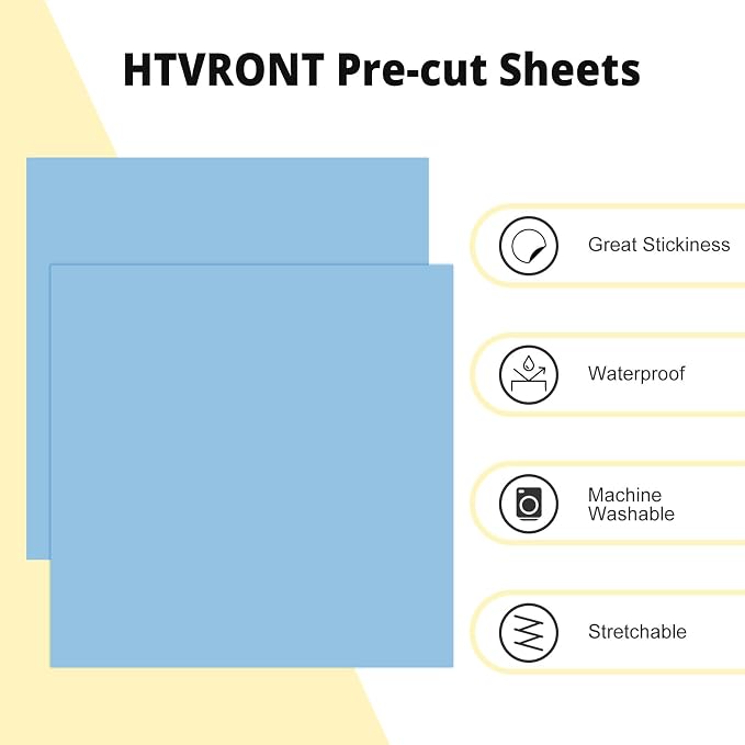 HTVRONT Light Blue HTV Heat Transfer Vinyl: 24 Pack 12"x12" Iron on Vinyl | - Image 2