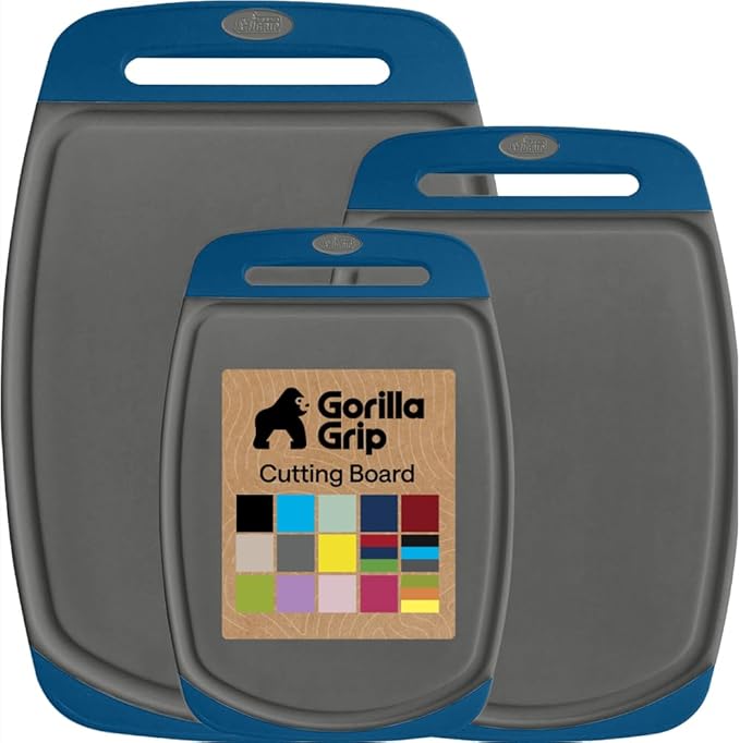 GORILLA GRIP BPA-Free Reversible Kitchen Cutting Board Set of 3, US Designed by Unknown
