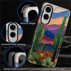 for Samsung Galaxy S25 Edge Case, Stained Glass Cactus Pattern Glossy 2 in 1 - Image 5