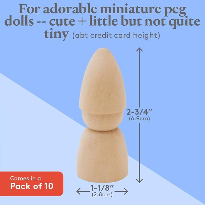 Wood Peg Dolls, 2-3/4 Inch Gnome Shape Unfinished Wooden Peg People, Strong - Image 4