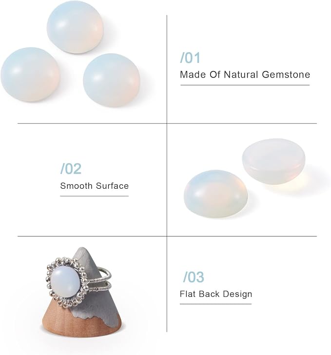 FASHEWELRY 50Pcs Synthetic Opalite Cabochons Flat Back Gemstone Cabochons Half - Image 5
