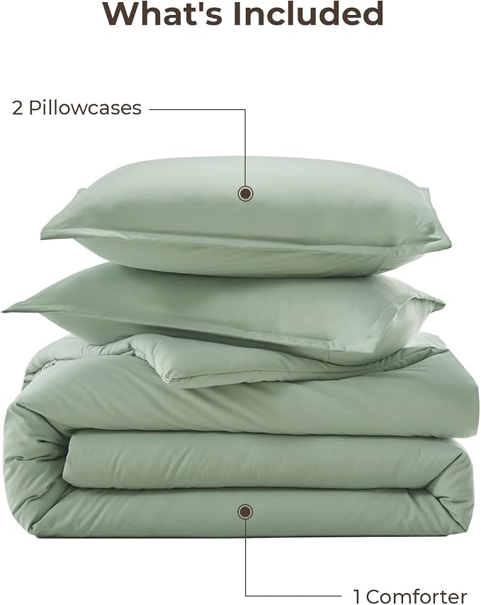 Litanika Oversized King Comforter Set 120x98, 3 Pieces Sage Green Lightweight - Image 7