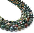 35pcs Round Loose Polish Indian Agate Beads by Yochus