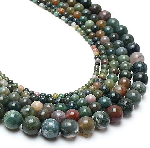 35pcs Round Loose Polish Indian Agate Beads by Yochus
