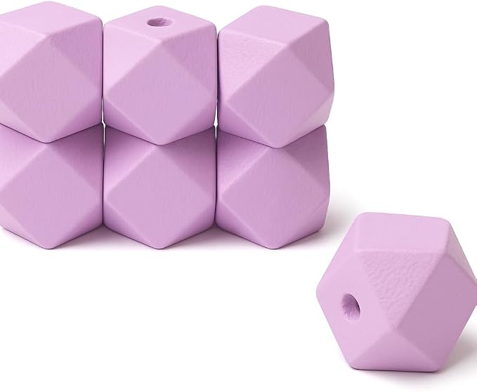 30 20mm Purple Wooden Geometric Beads - Image 4