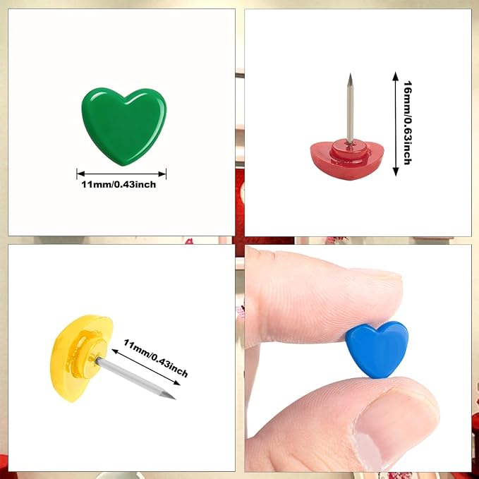 ELANE 100 Pcs Heart Thumb Tacks - Image 2