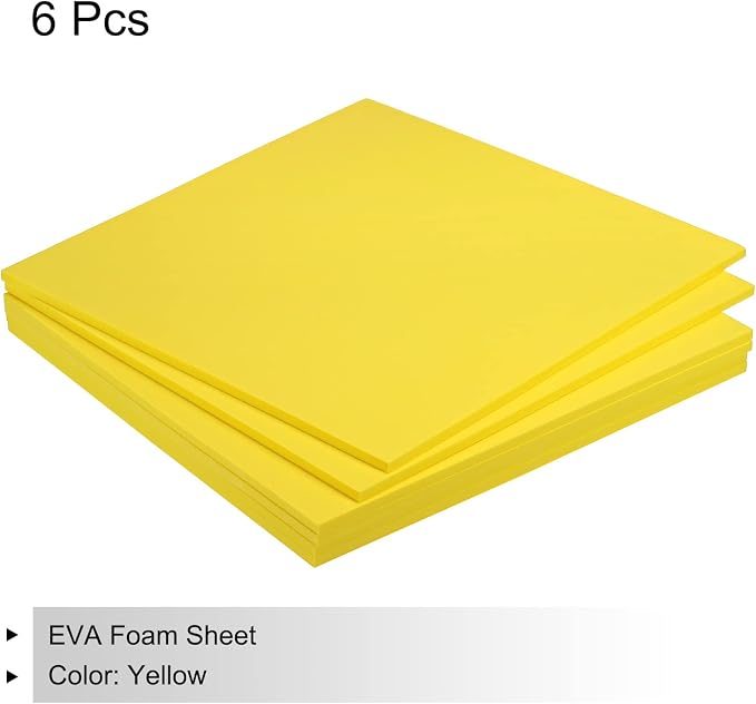 MECCANIXITY EVA Foam Sheets Yellow 9.8 Inch x 9.8 Inch 5mm Thick Crafts Foam - Image 3