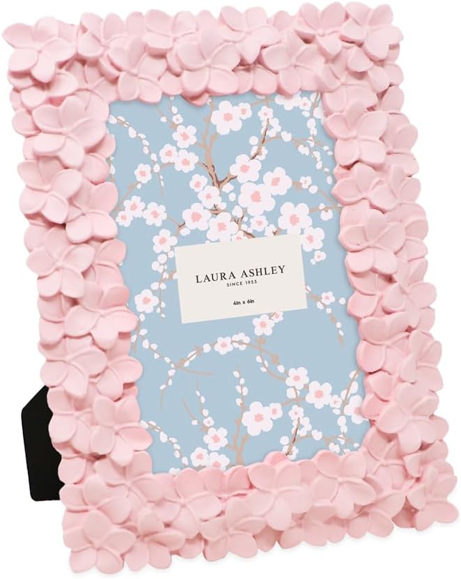 Laura Ashley 4x6 Pink Flower Textured Hand-Crafted Resin Picture Frame by Unknown