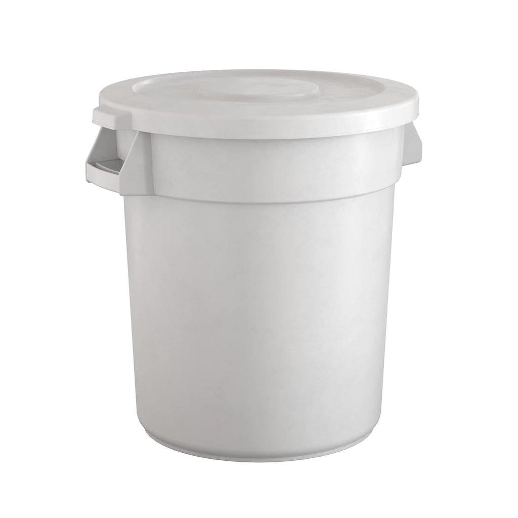 20 Gallon White Round Commercial Trash Can with Lid