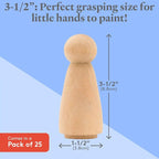 Large Wood Peg Dolls 3-1/2 inch, Mom/Angel Shape Peg People - Image 4