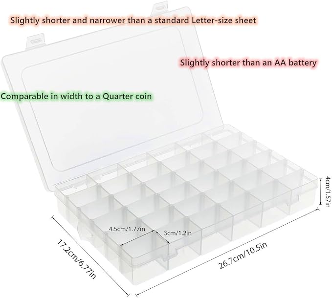 Umirokin Small Parts Organizer Box 2 Pack, 36 Grid Bead Organizer - Image 2