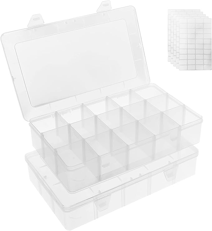 Umirokin 2 Pack 15 Grids Clear Plastic Organizer Box by Umirokin
