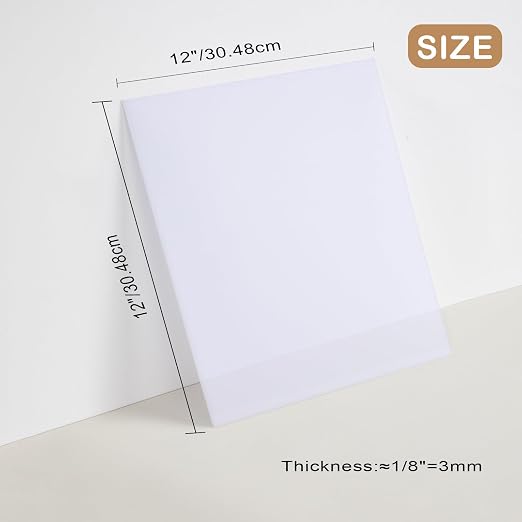 Milky White Acrylic 2 Sheets of 12"x12"White Translucent Acrylic 1/8" Thickness - Image 4