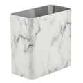 mDesign Metal Wastepaper Bin — Compact Rectangular Bathroom Bin — Rubbish Basket for Home and Office — Marble Coloured
