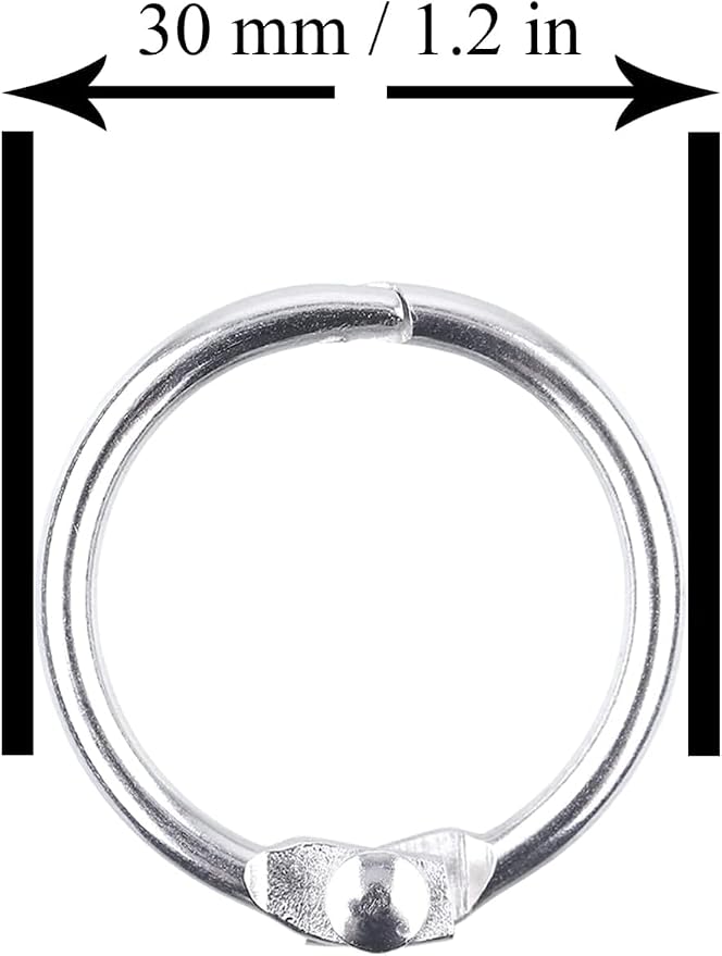 AKONEGE 1.2 Inch Loose Leaf Binder Rings, Metal Office Book Rings, Nickel - Image 2