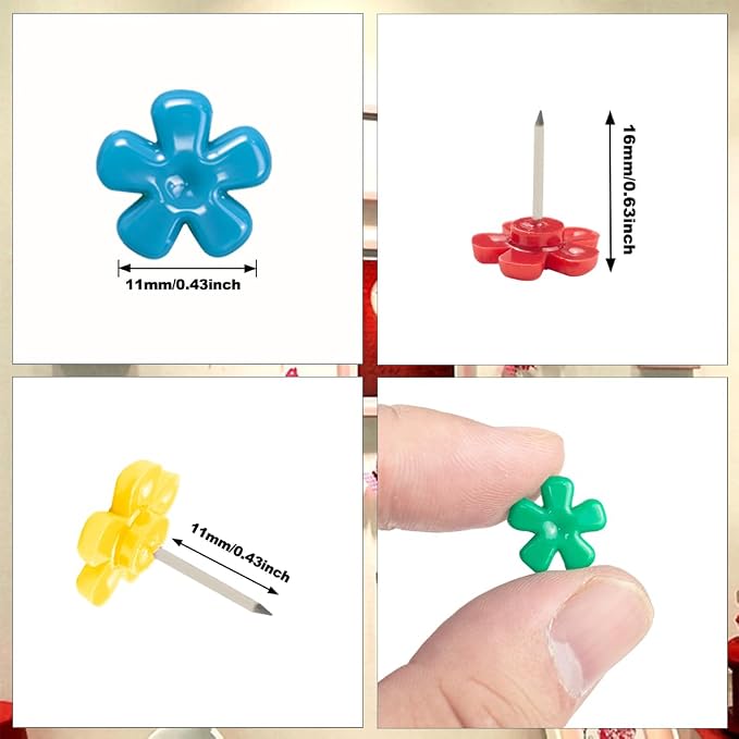 ELANE 100 Pcs Flower Thumb Tacks - Image 2
