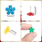 ELANE 100 Pcs Flower Thumb Tacks - Image 2