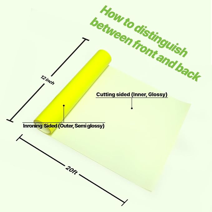 PU Heat Transfer Vinyl 12"×20ft Roll Neon Yellow– HTV - Image 3