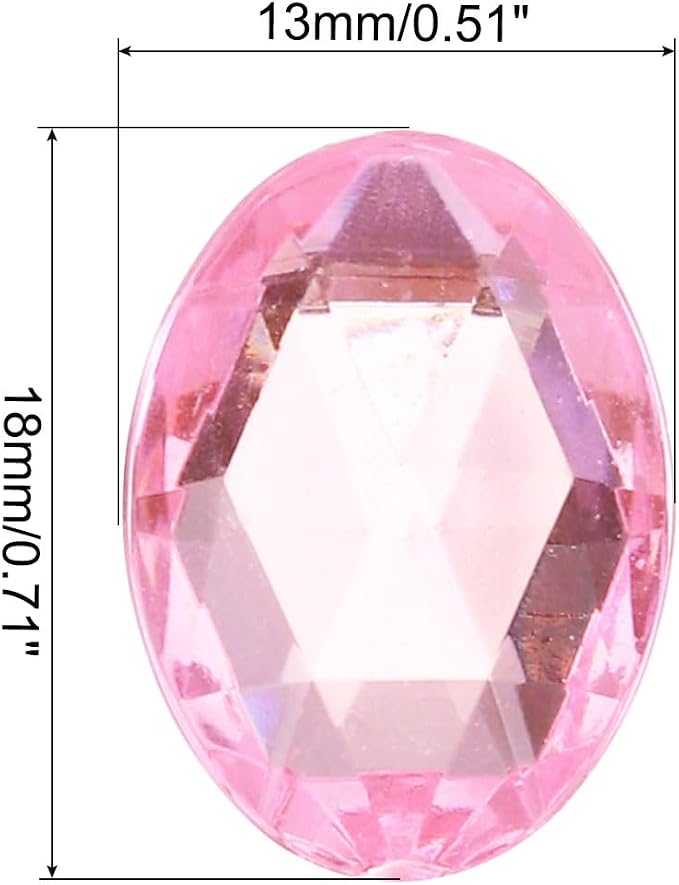 MECCANIXITY 50Pcs Acrylic Oval Gems 13x18 mm Flat Back Artificial Rhinestones - Image 2