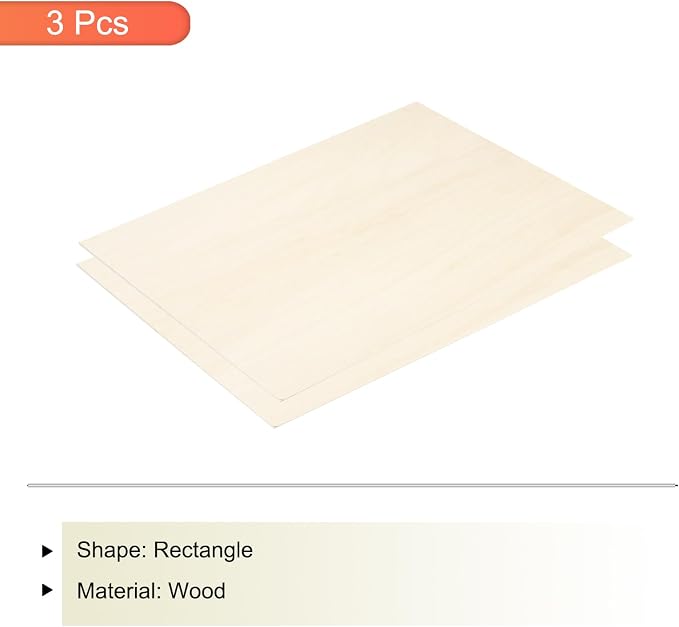 MECCANIXITY 3pcs Basswood Sheets 12 x 16 x 5/32 Inch Unfinished Wood Boards - Image 3