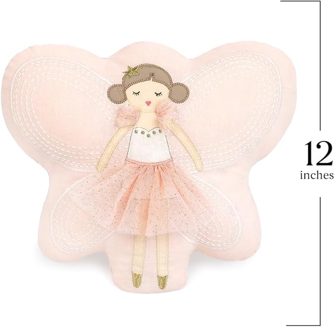 MON AMI Fairy Accent Décor Pillow – 13" x 12”, Soft Plush Stuffed Hugging Pillow, for Kids of All Ages, Use as Toy or Room Decor