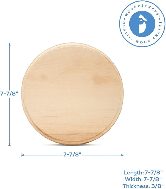 Unfinished Wooden Circles 8 inch, Charcuterie Board, by Woodpeckers - Image 4
