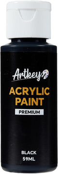 Artkey Black Acrylic Paint - 2oz/59ml Acrylic Paints Professional Artists by Artkey