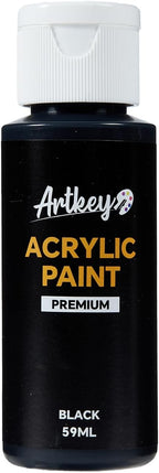 Artkey Black Acrylic Paint - 2oz/59ml Acrylic Paints Professional Artists by Artkey