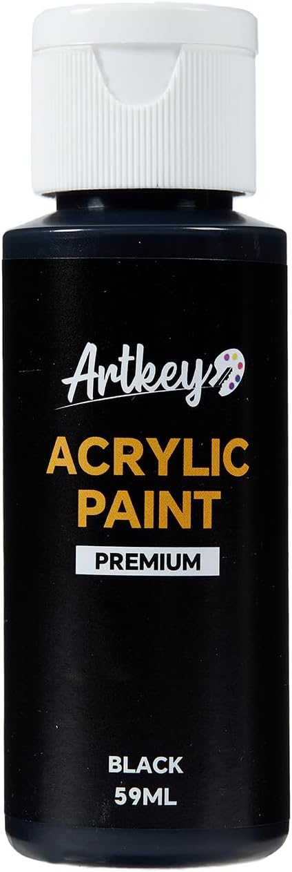 Artkey Black Acrylic Paint - 2oz/59ml Acrylic Paints Professional Artists by Artkey