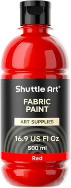 Shuttle Art Red Fabric Paint, 16.9 oz Permanent Fabric Paint by ShuttleArt