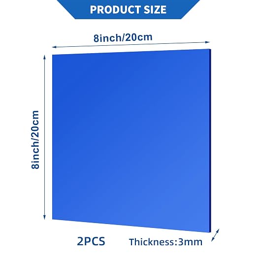 2 Pcs 8 x8 Inch Blue Acrylic Mirror Sheet, 1/8 Inch Thick Opaque Glossy Mirror - Image 4