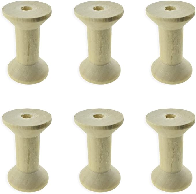 HAHIYO 2Inch 6Pack Natural Wood Unfinished Wooden Empty Thread Spool Smooth by Unknown